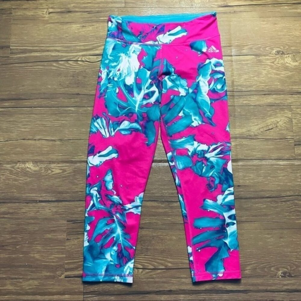 Adidas Climalite Floral Print Cropped Pant Size Small